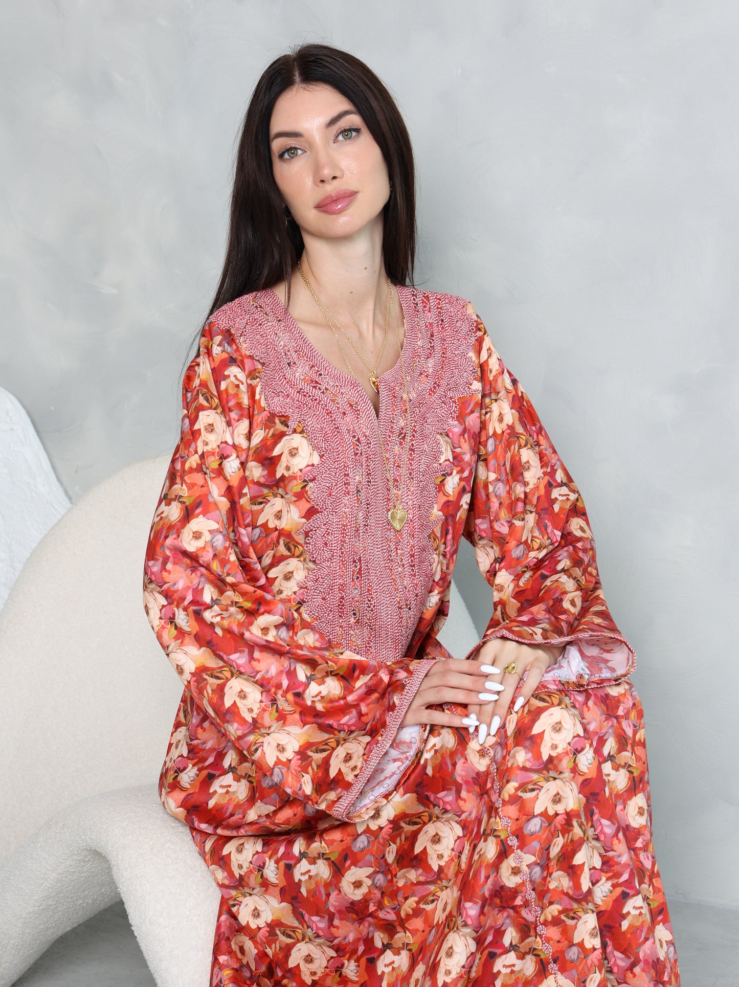 Coral Floral Kaftan