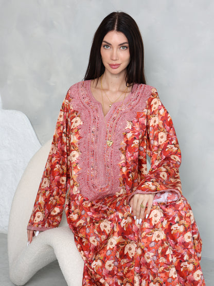 Coral Floral Kaftan