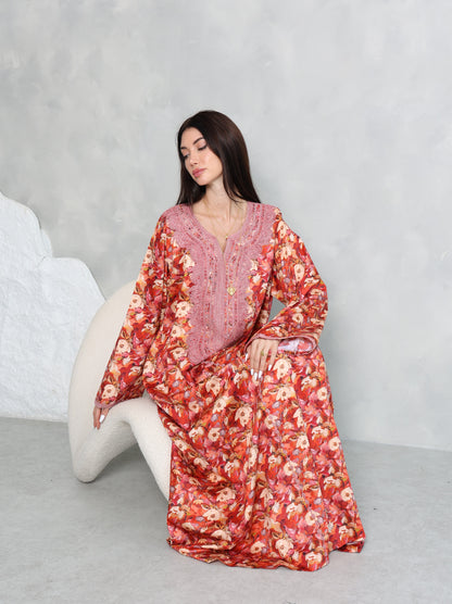 Coral Floral Kaftan