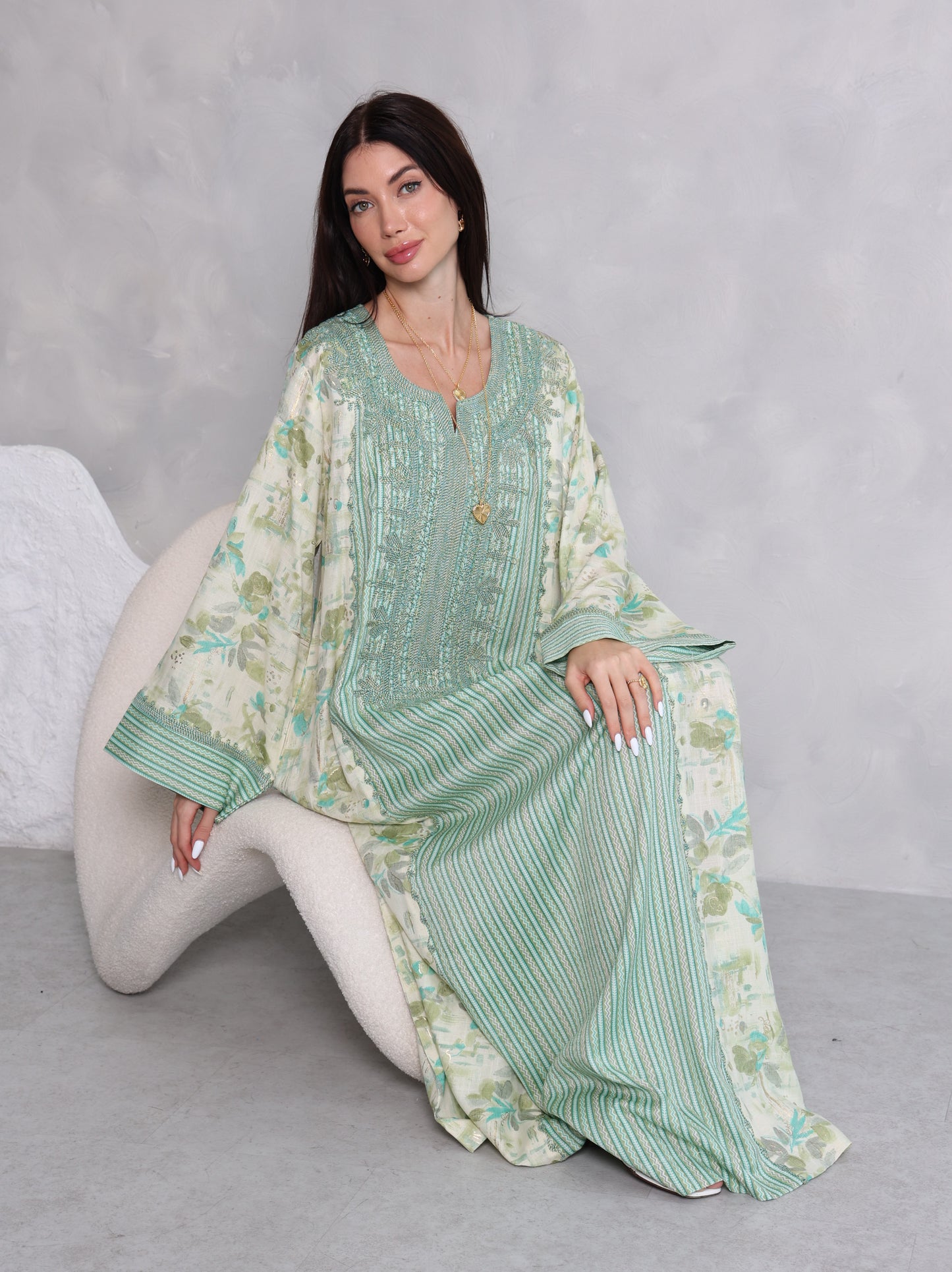 Mint Botanical Kaftan