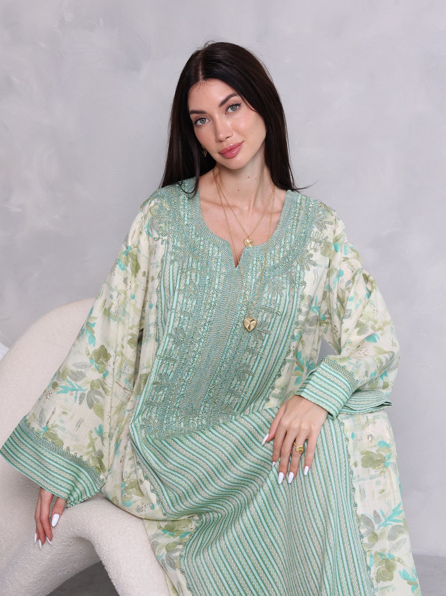 Mint Botanical Kaftan