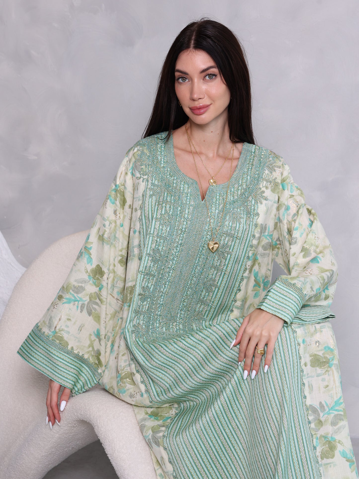 Mint Botanical Kaftan