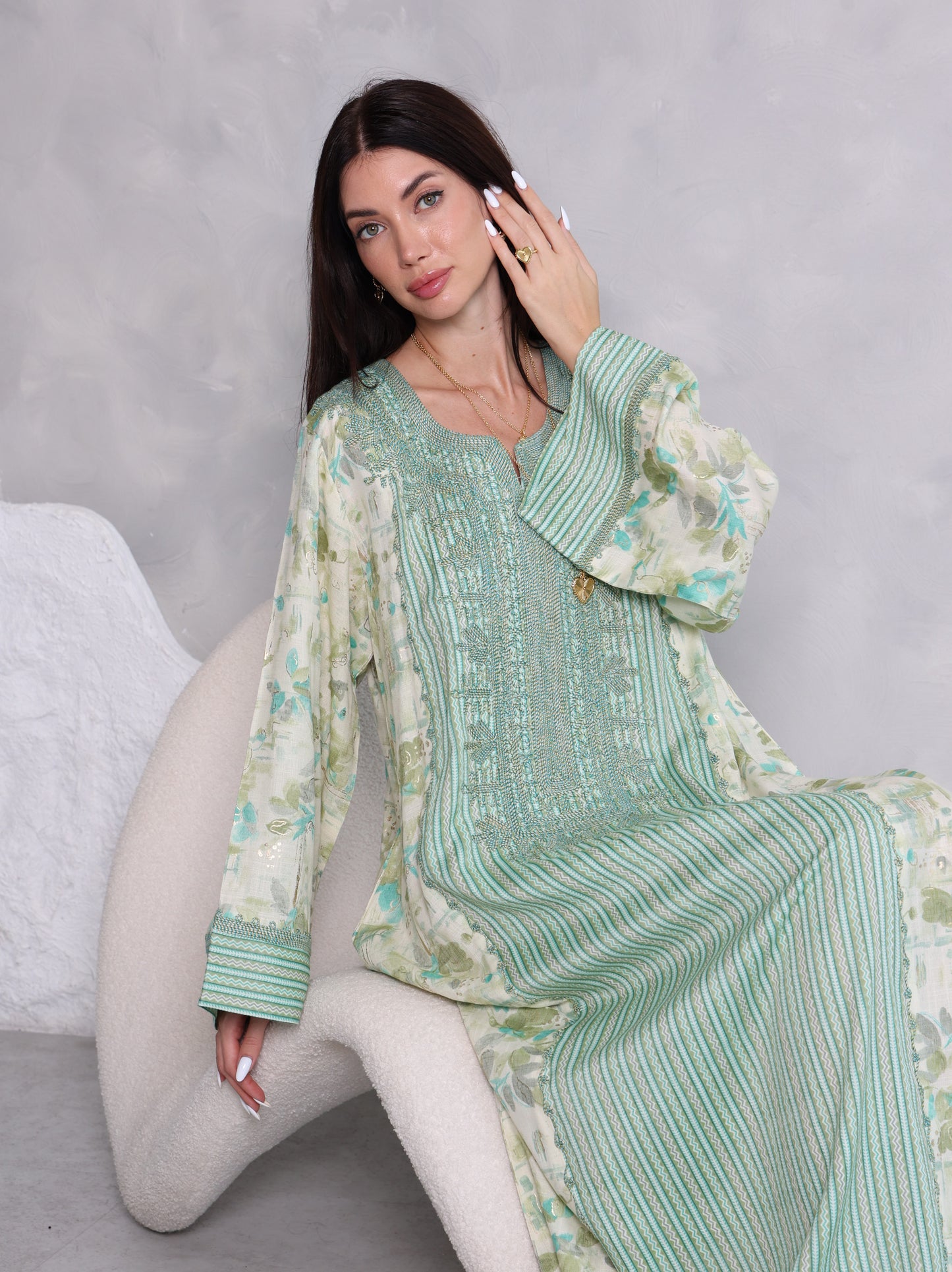 Mint Botanical Kaftan