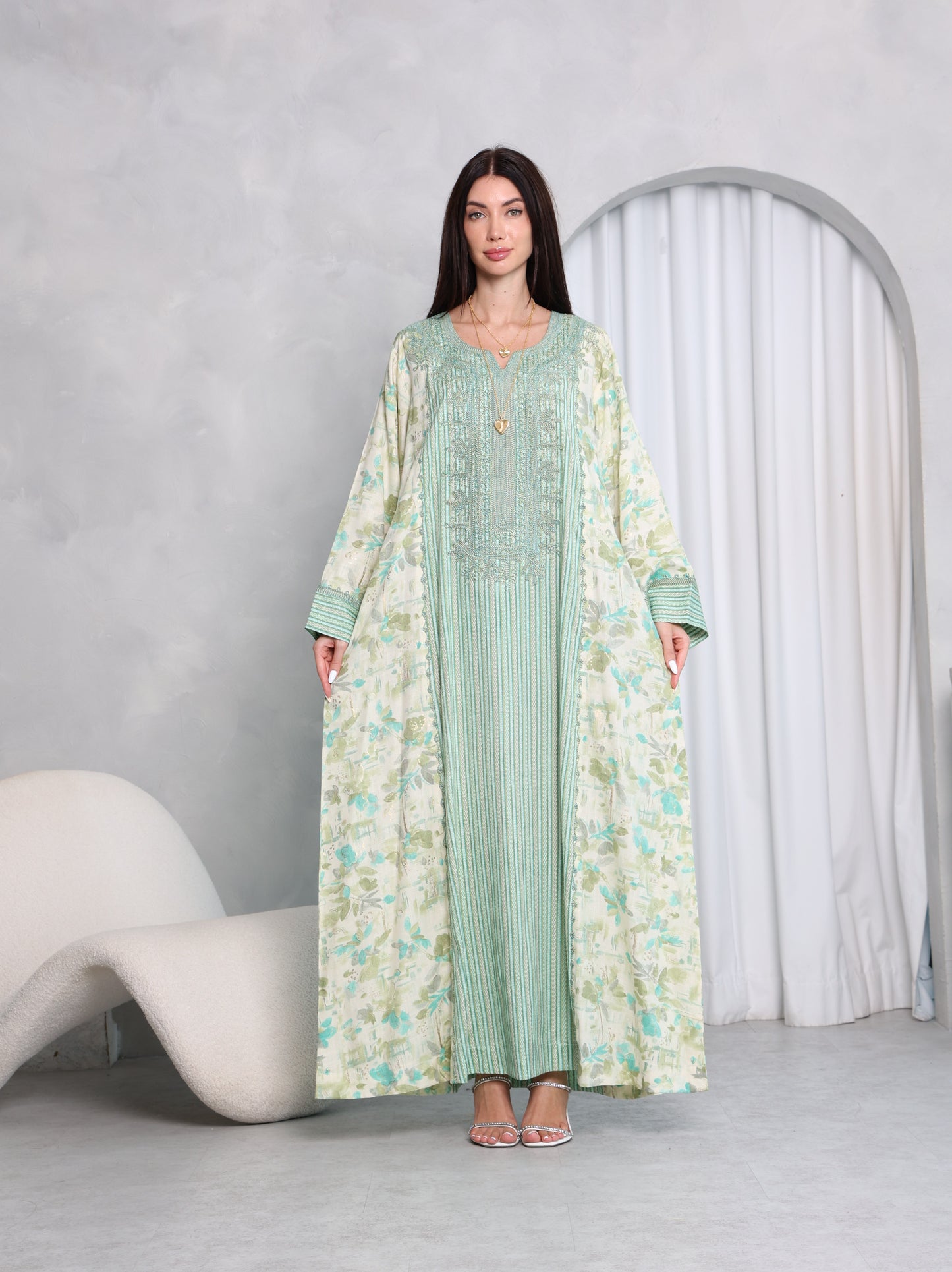 Mint Botanical Kaftan