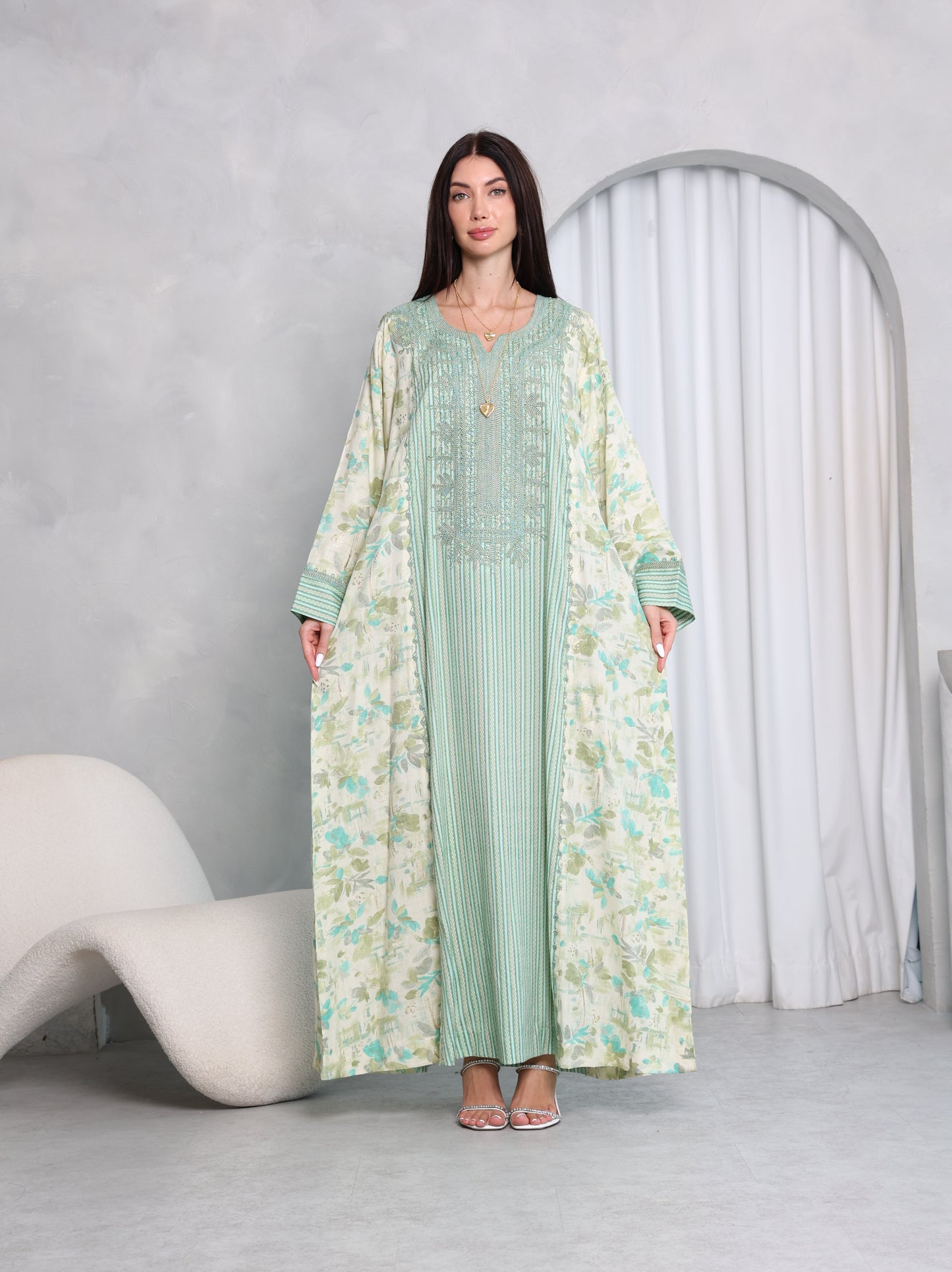 Mint Botanical Kaftan