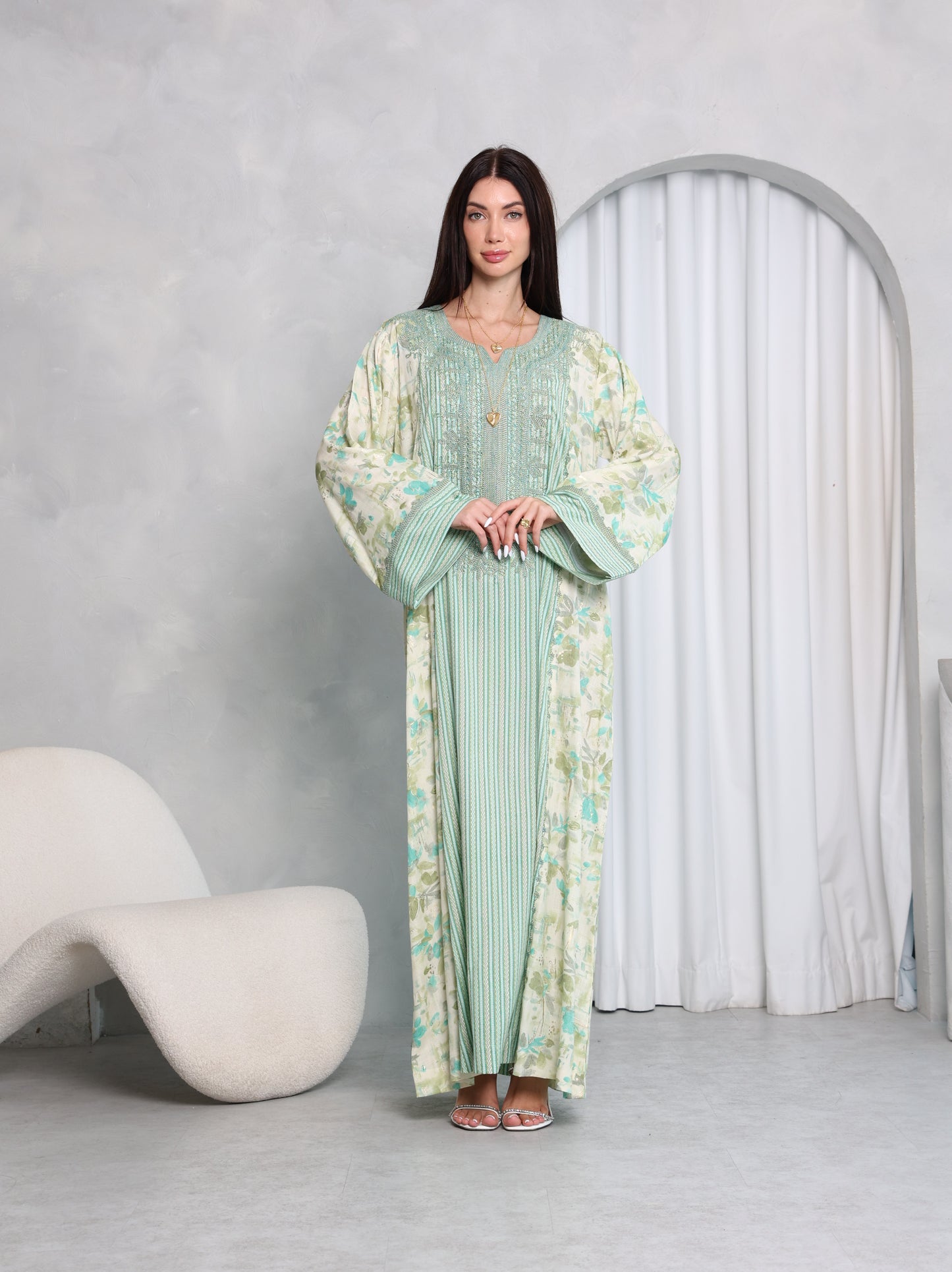 Mint Botanical Kaftan