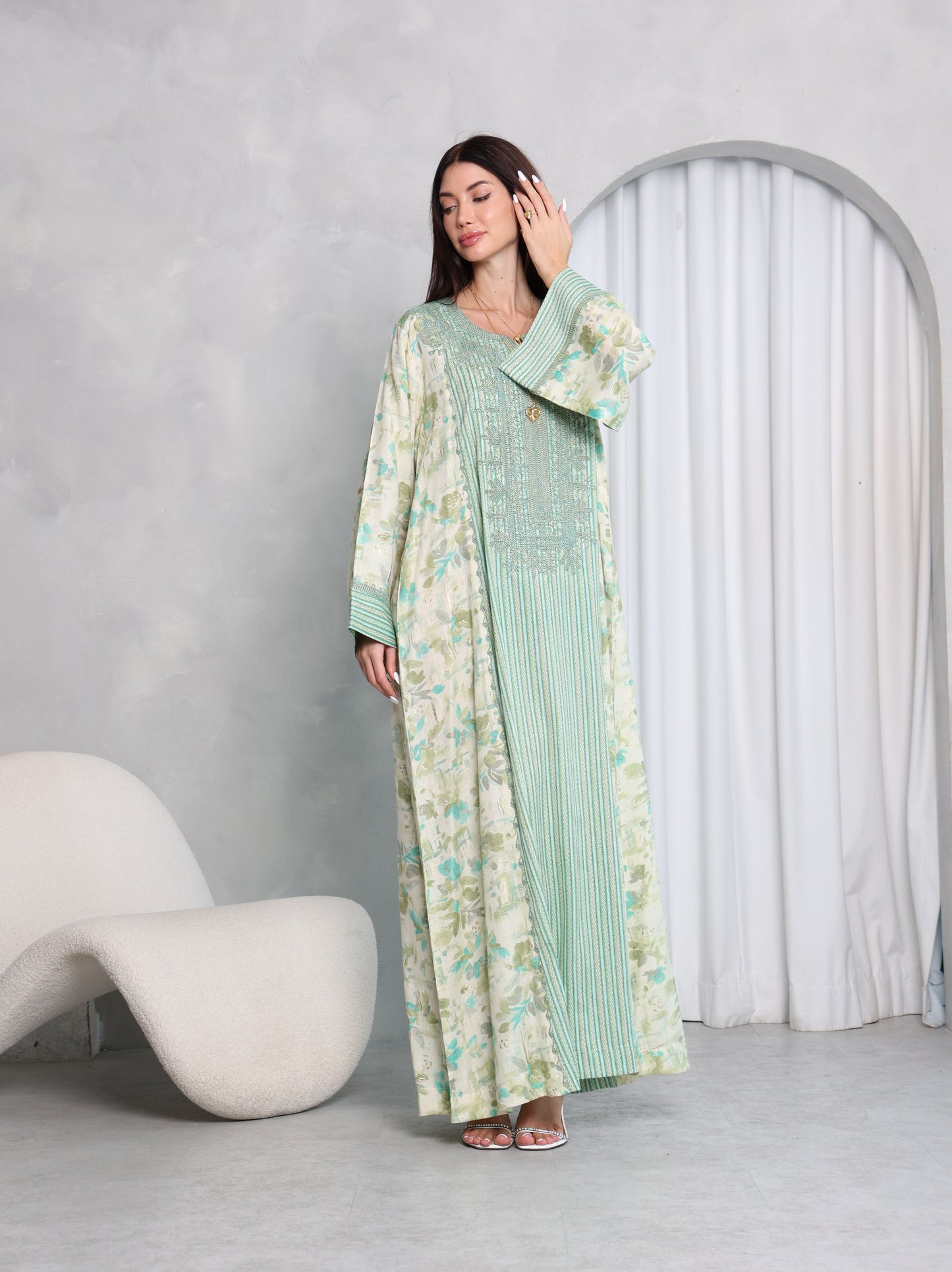 Mint Botanical Kaftan