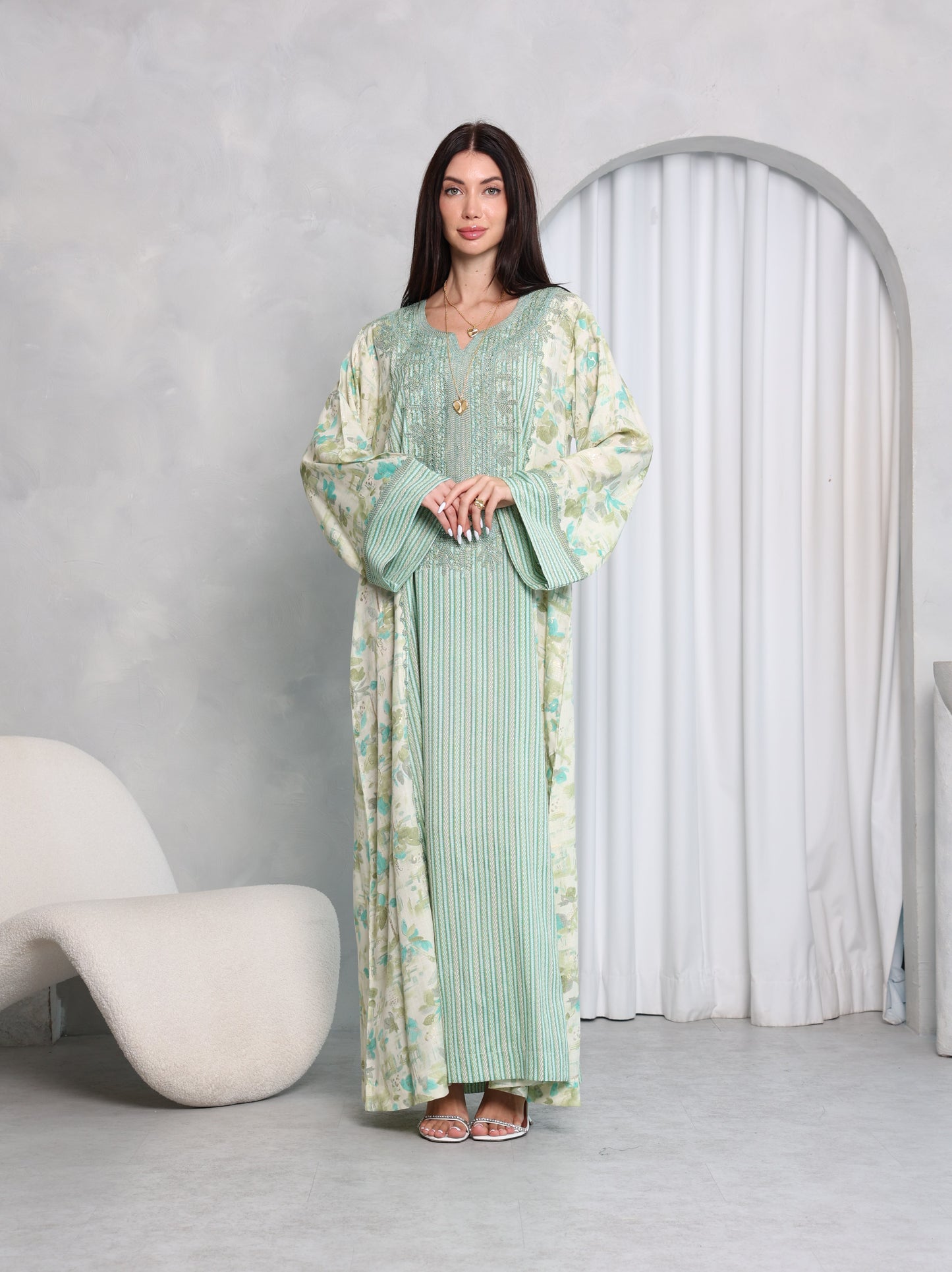 Mint Botanical Kaftan