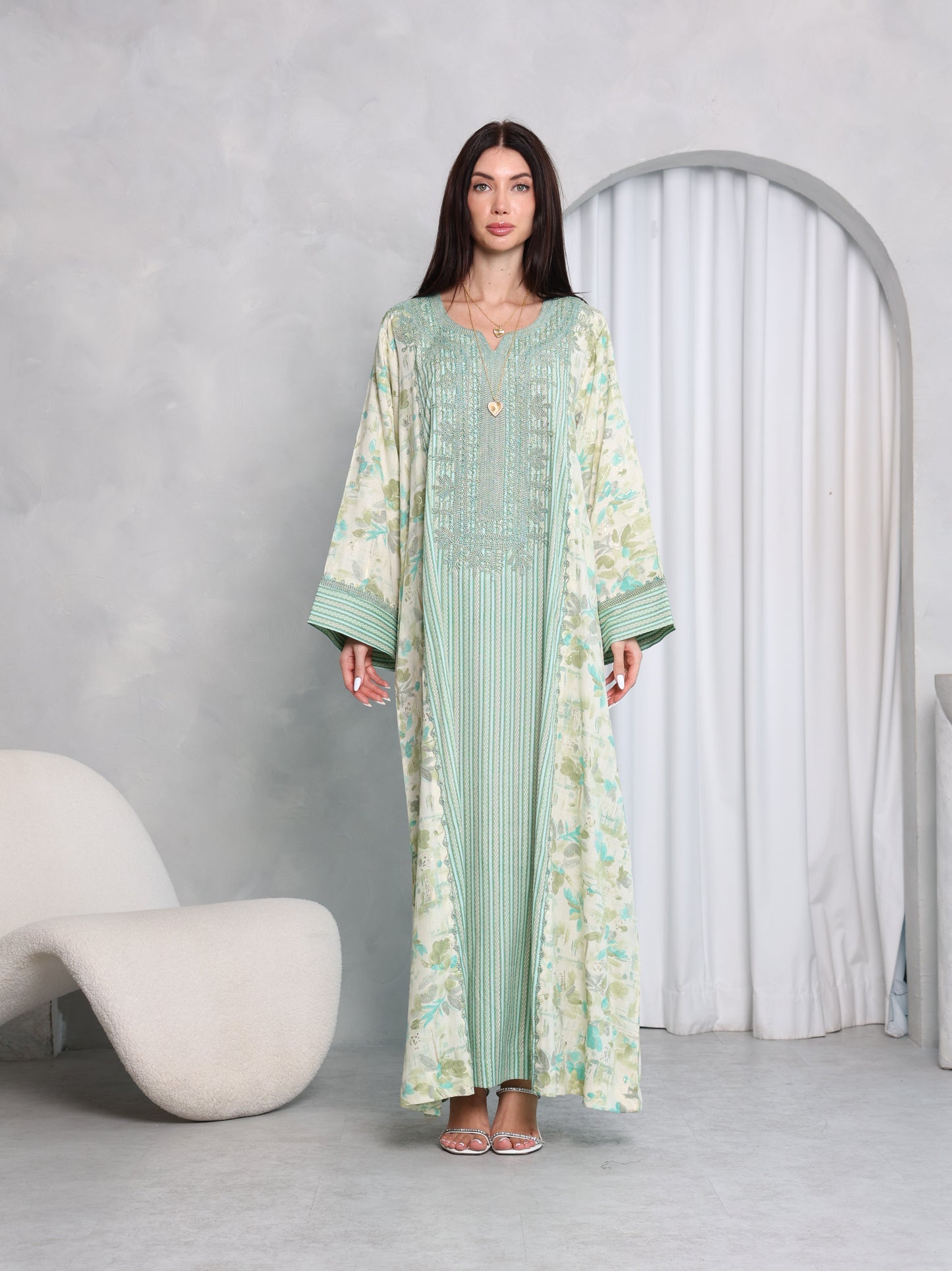 Mint Botanical Kaftan