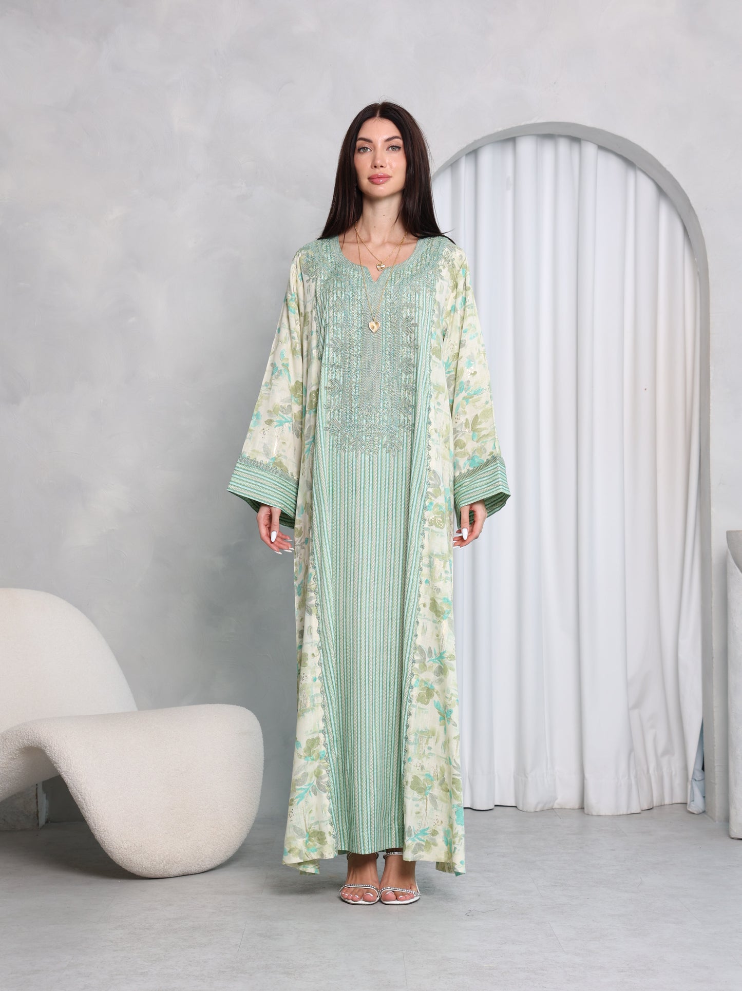 Mint Botanical Kaftan