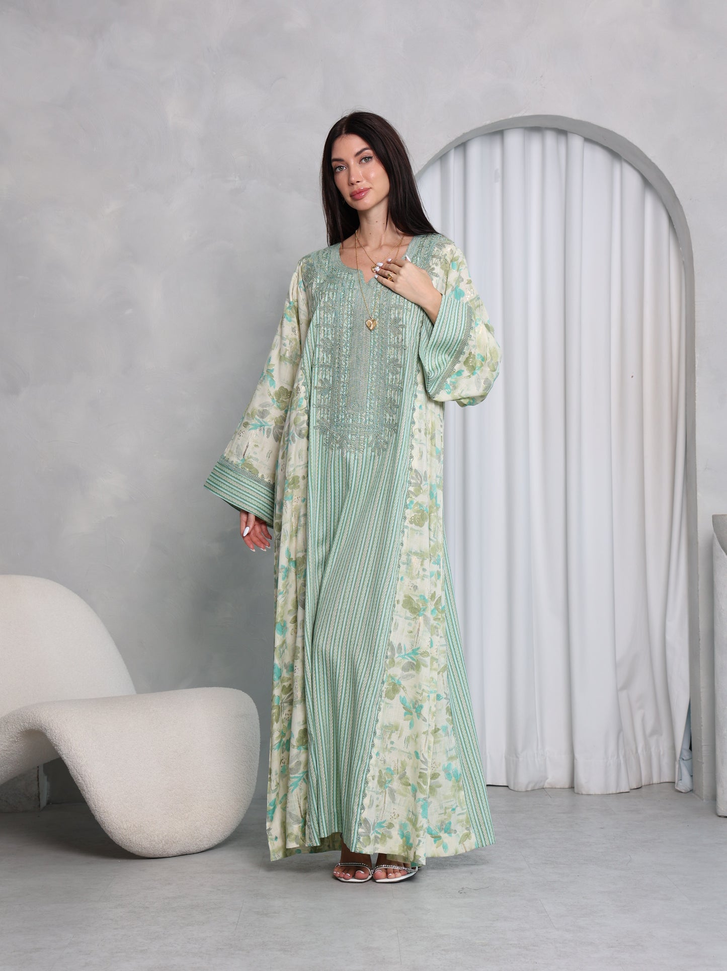 Mint Botanical Kaftan