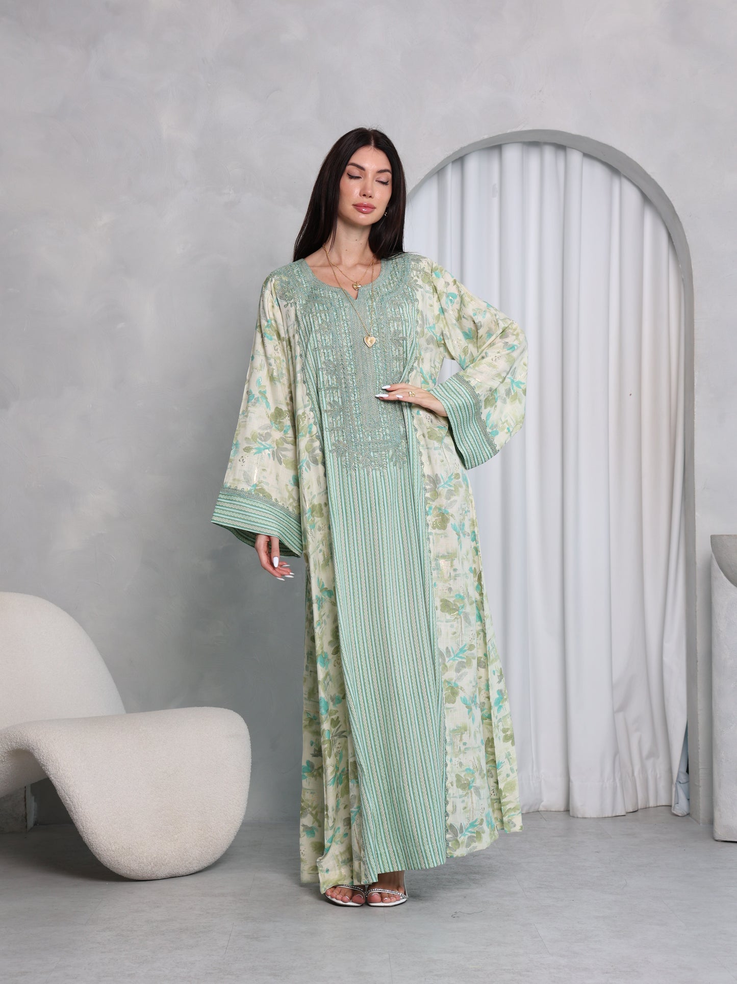 Mint Botanical Kaftan