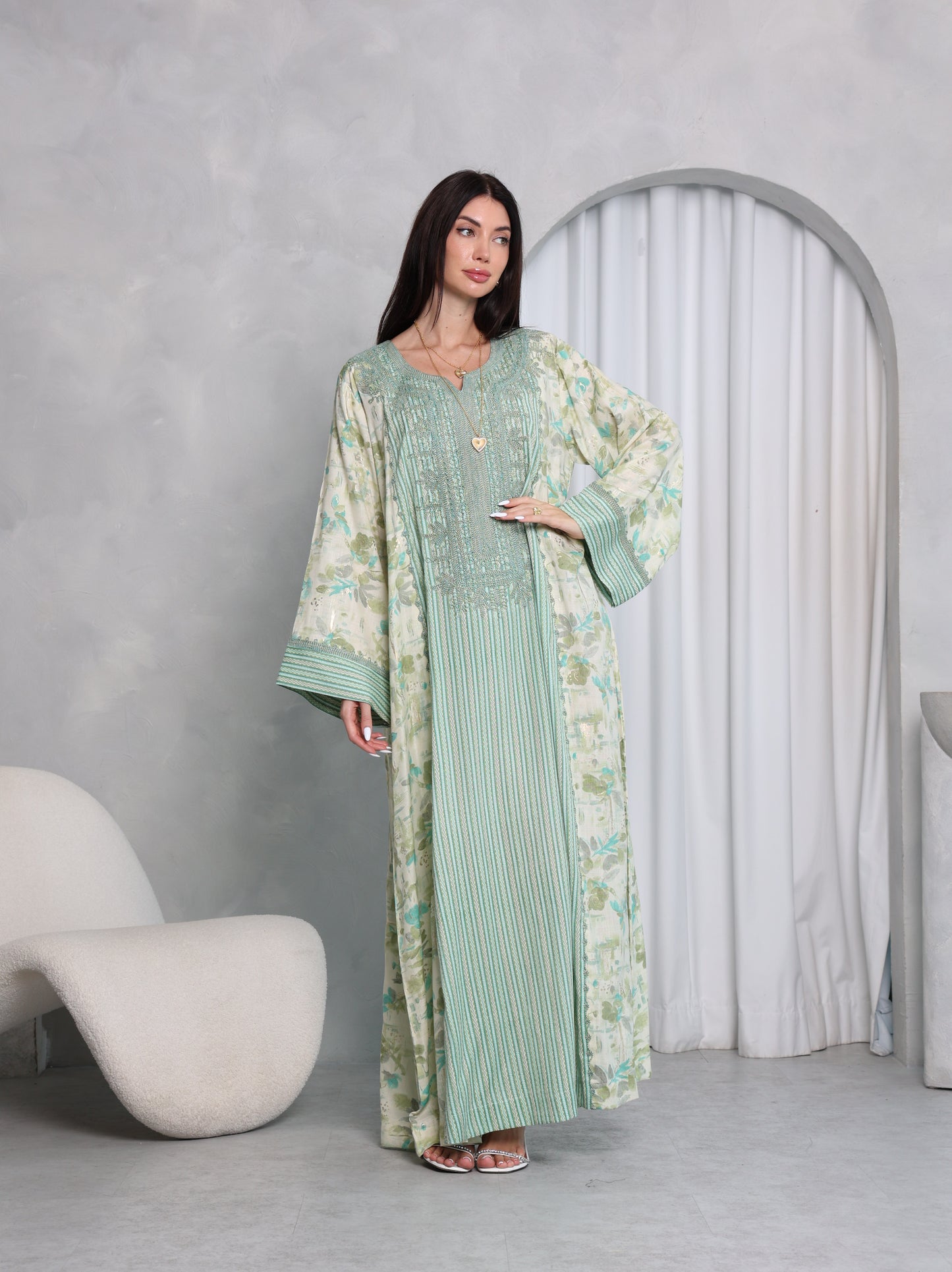 Mint Botanical Kaftan