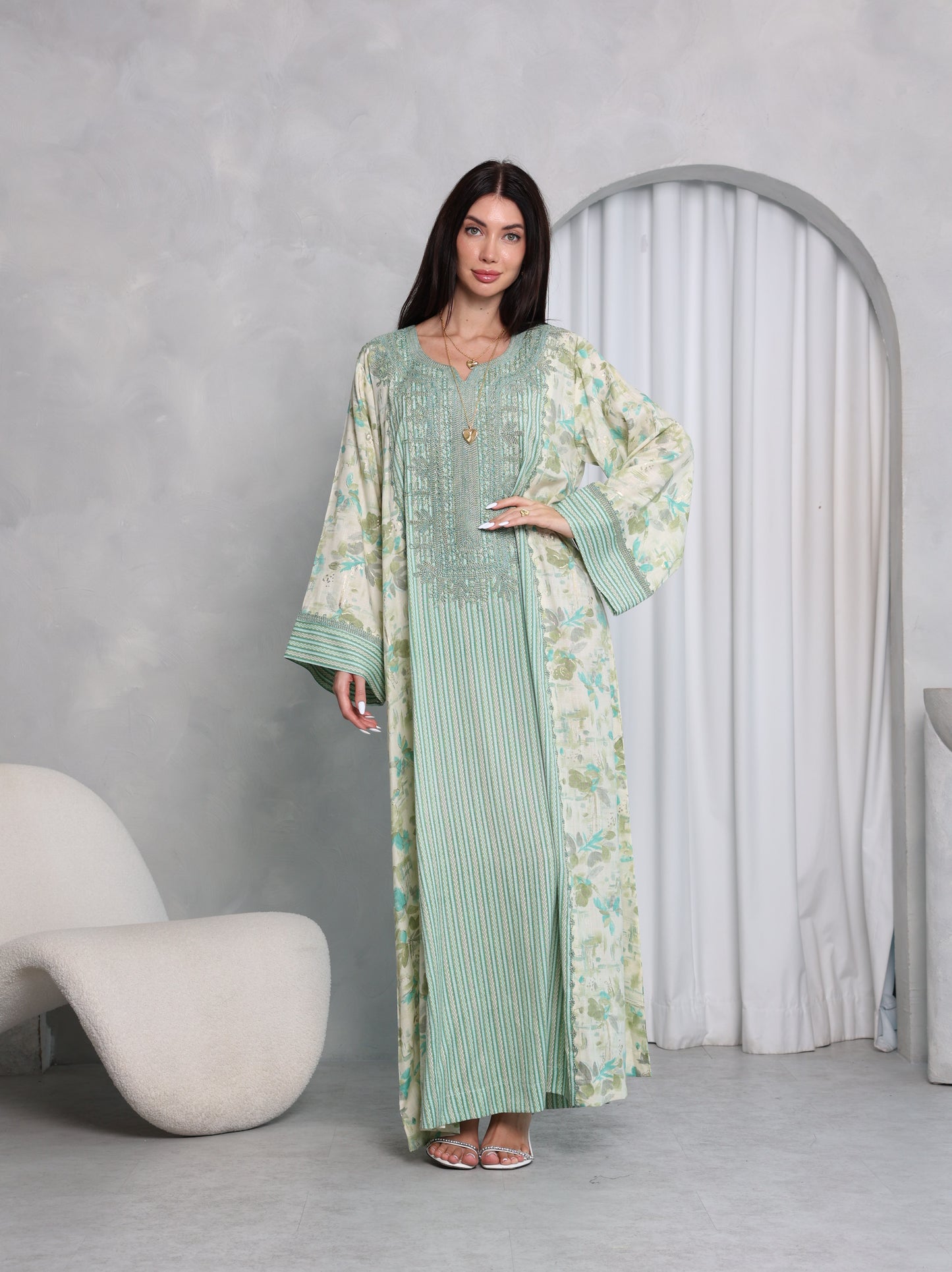Mint Botanical Kaftan