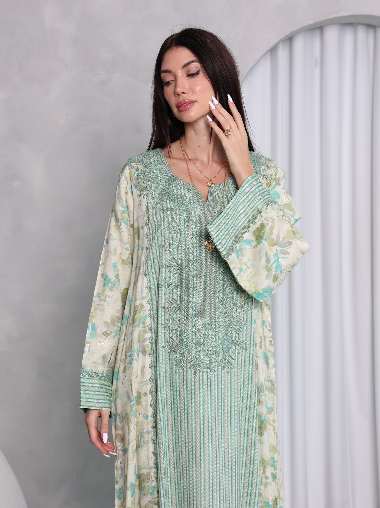 Mint Botanical Kaftan