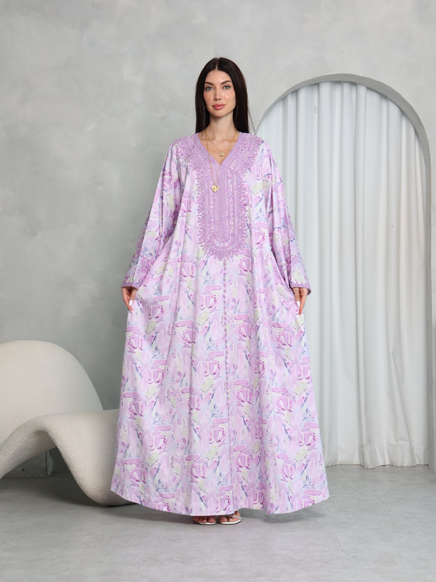 Lavender Abstract Kaftan