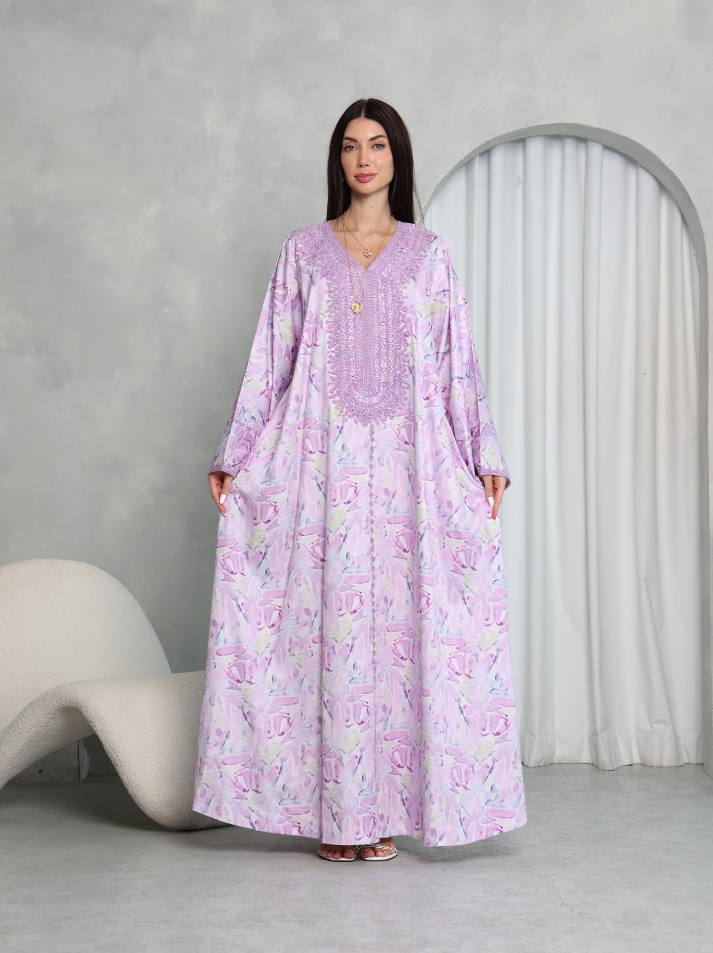 Lavender Abstract Kaftan