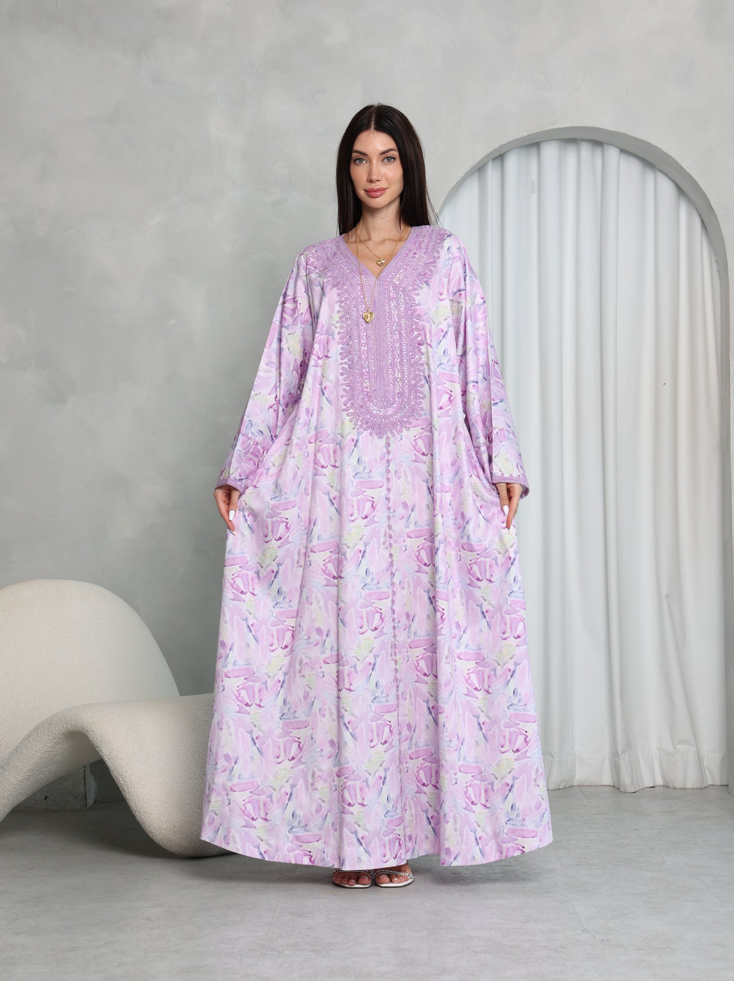 Lavender Abstract Kaftan