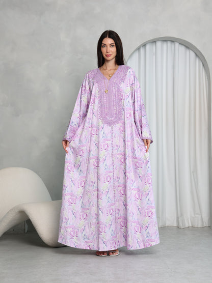 Lavender Abstract Kaftan