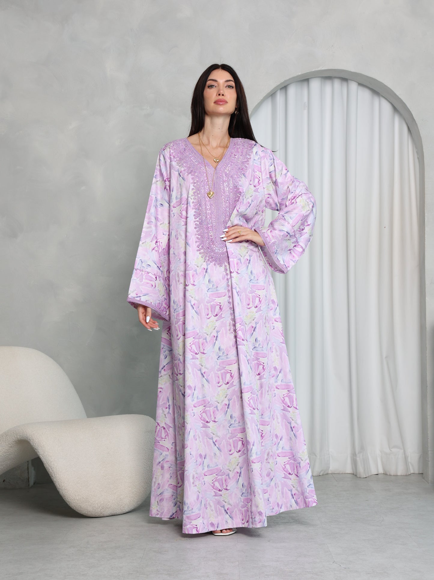 Lavender Abstract Kaftan