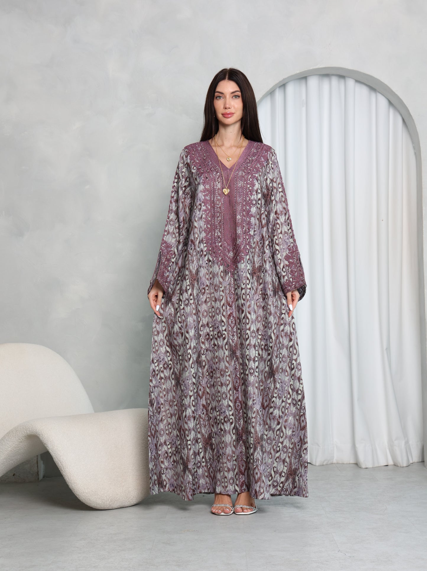 Plum Ikat Kaftan