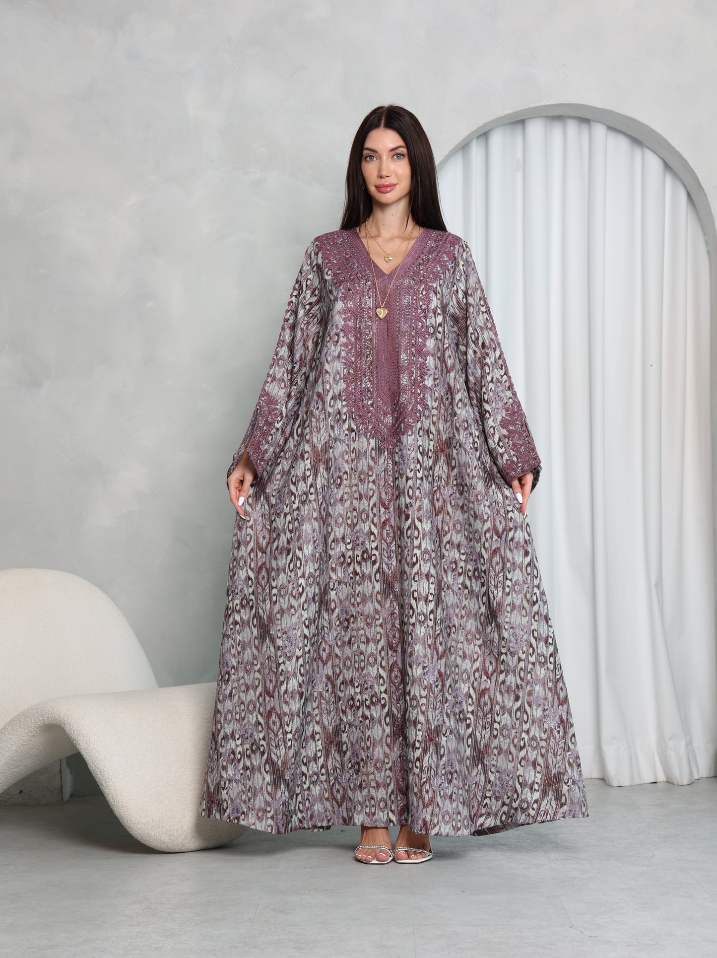 Plum Ikat Kaftan