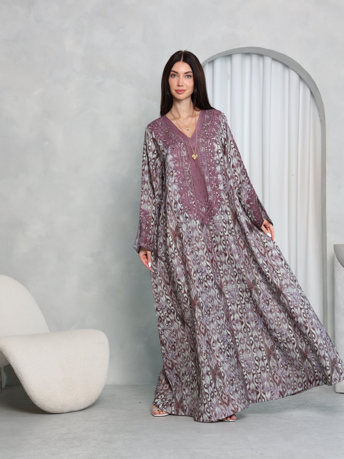 Plum Ikat Kaftan