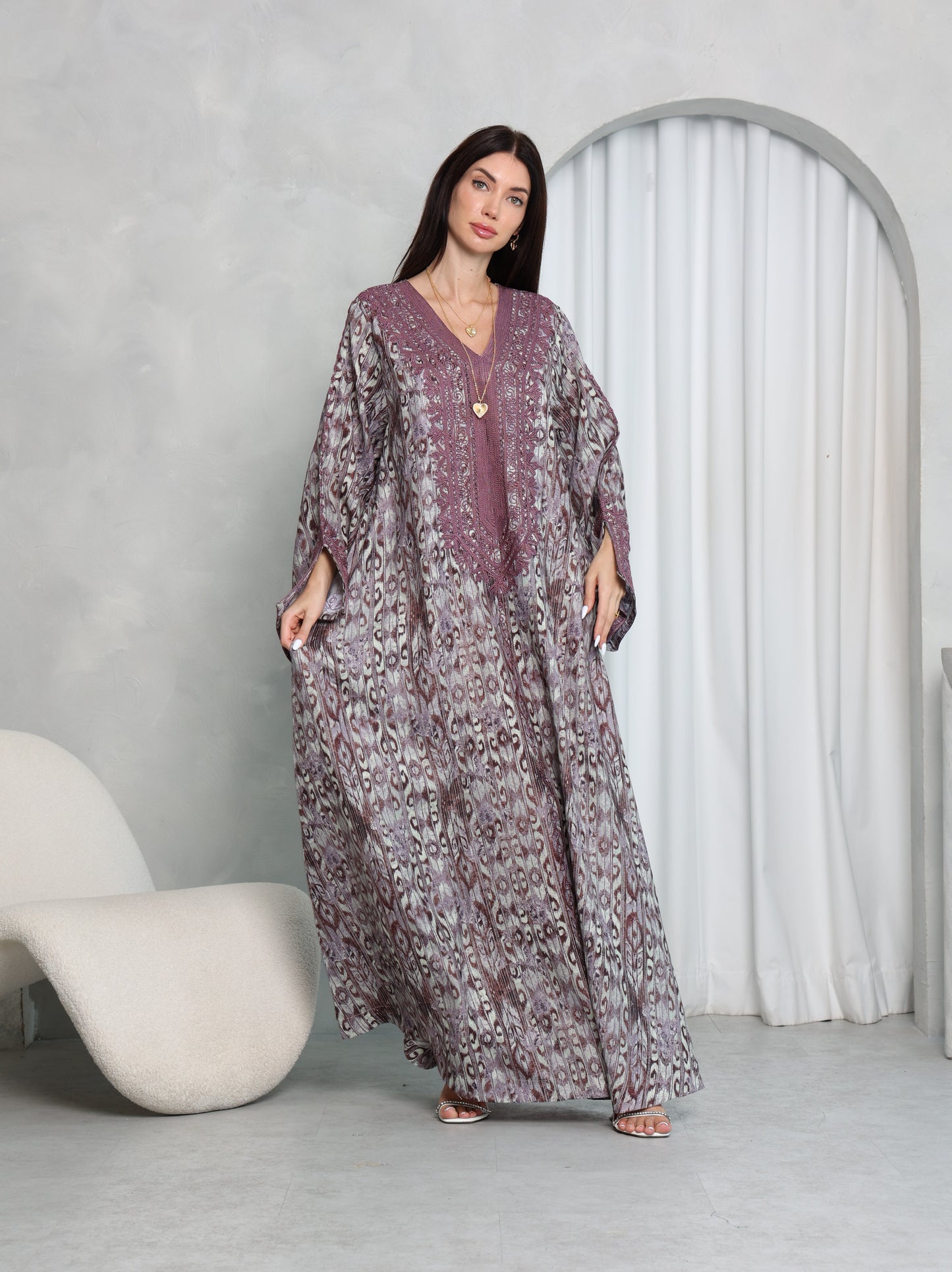 Plum Ikat Kaftan