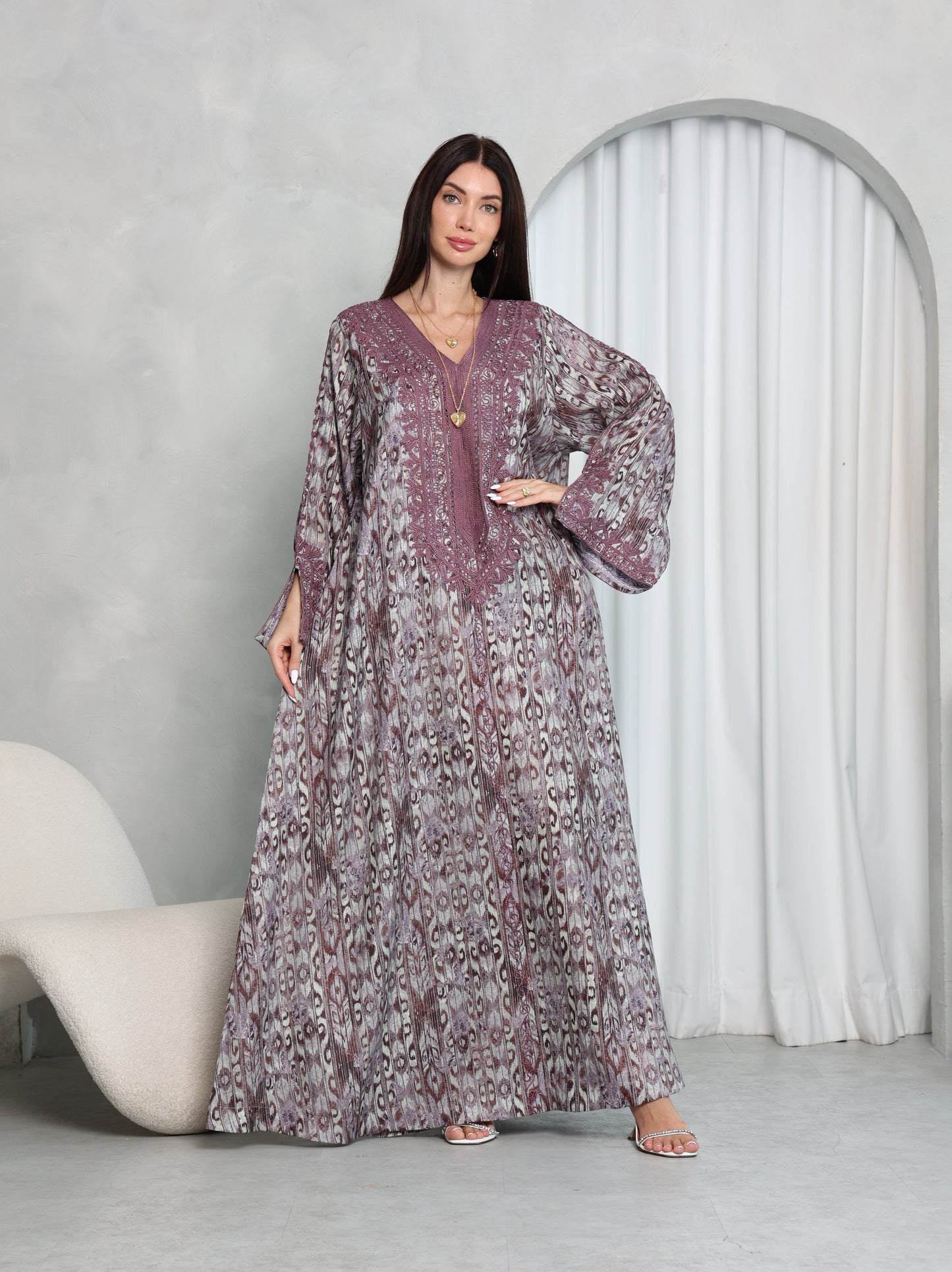 Plum Ikat Kaftan