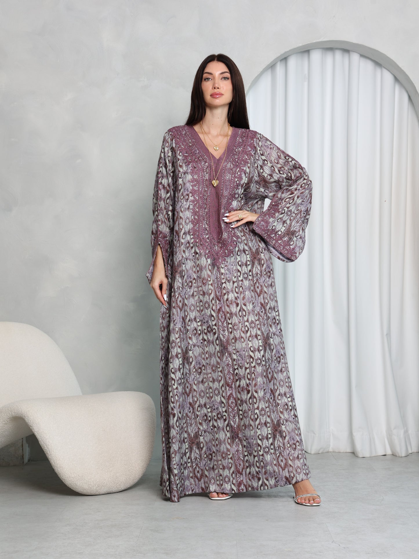 Plum Ikat Kaftan