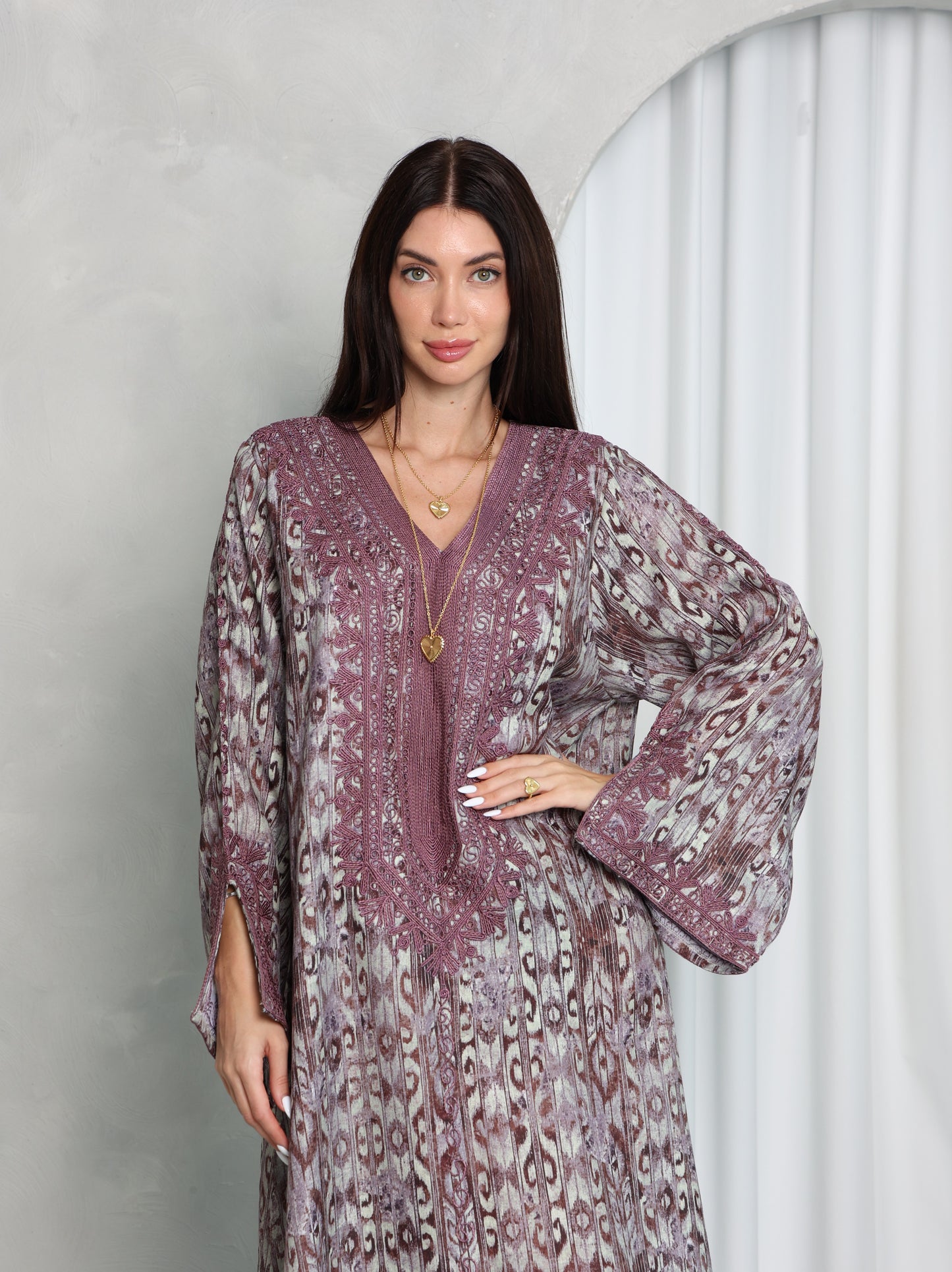 Plum Ikat Kaftan