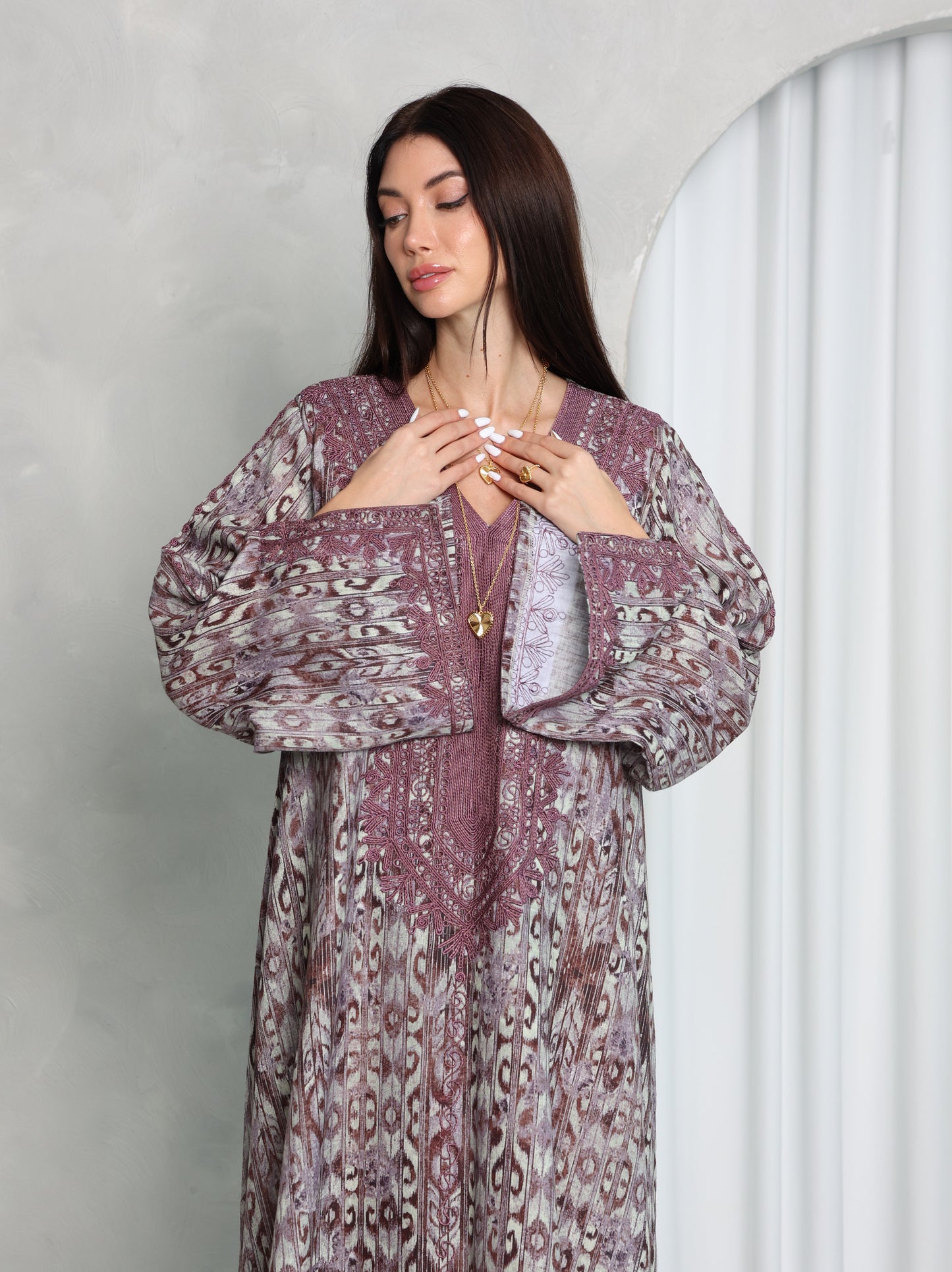 Plum Ikat Kaftan