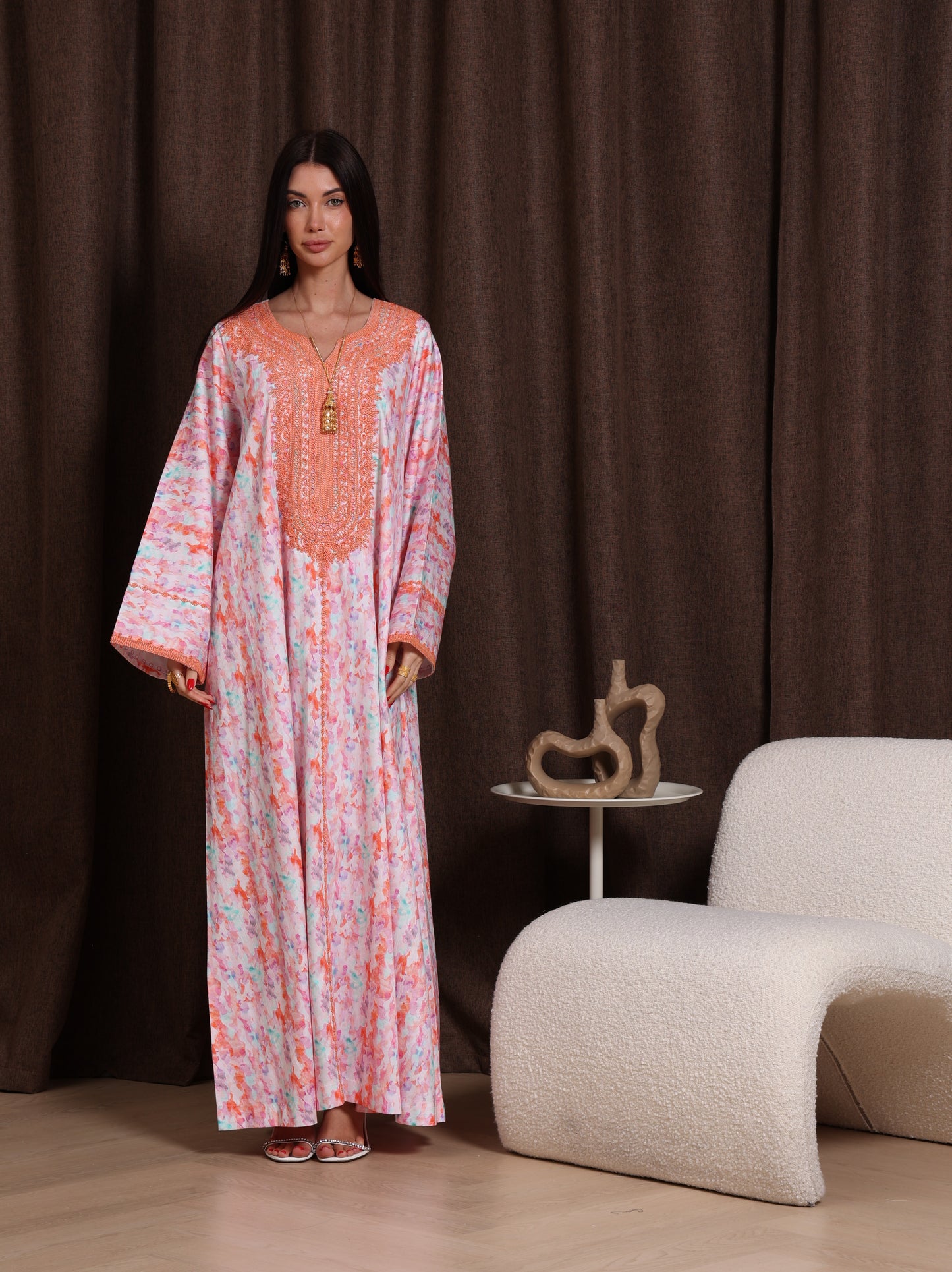 Coral Drift Kaftan