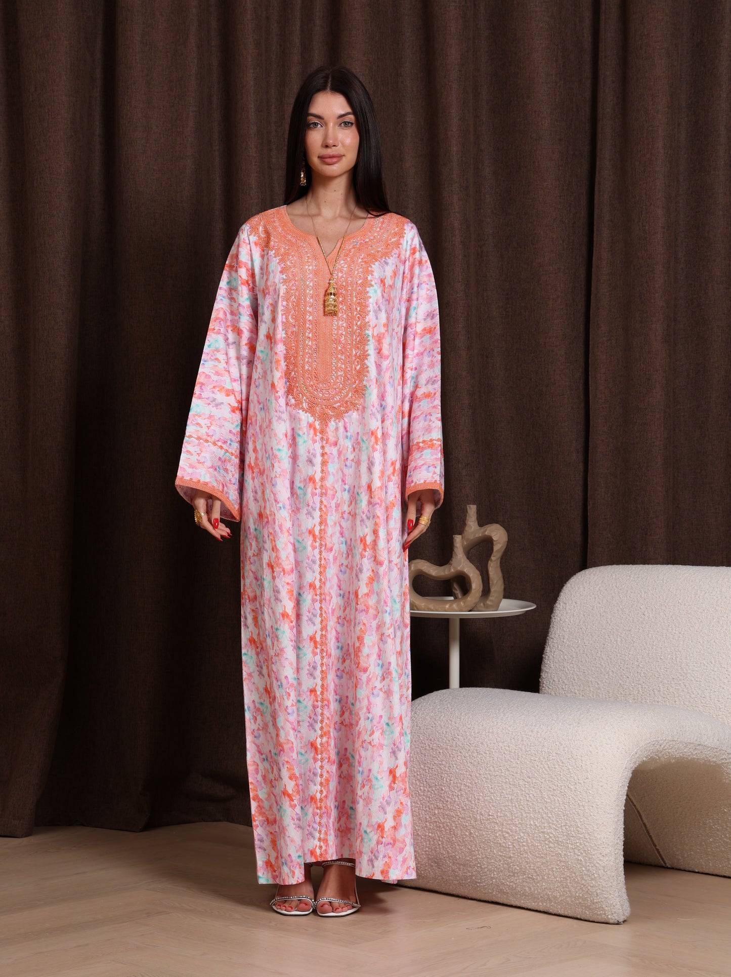 Coral Drift Kaftan