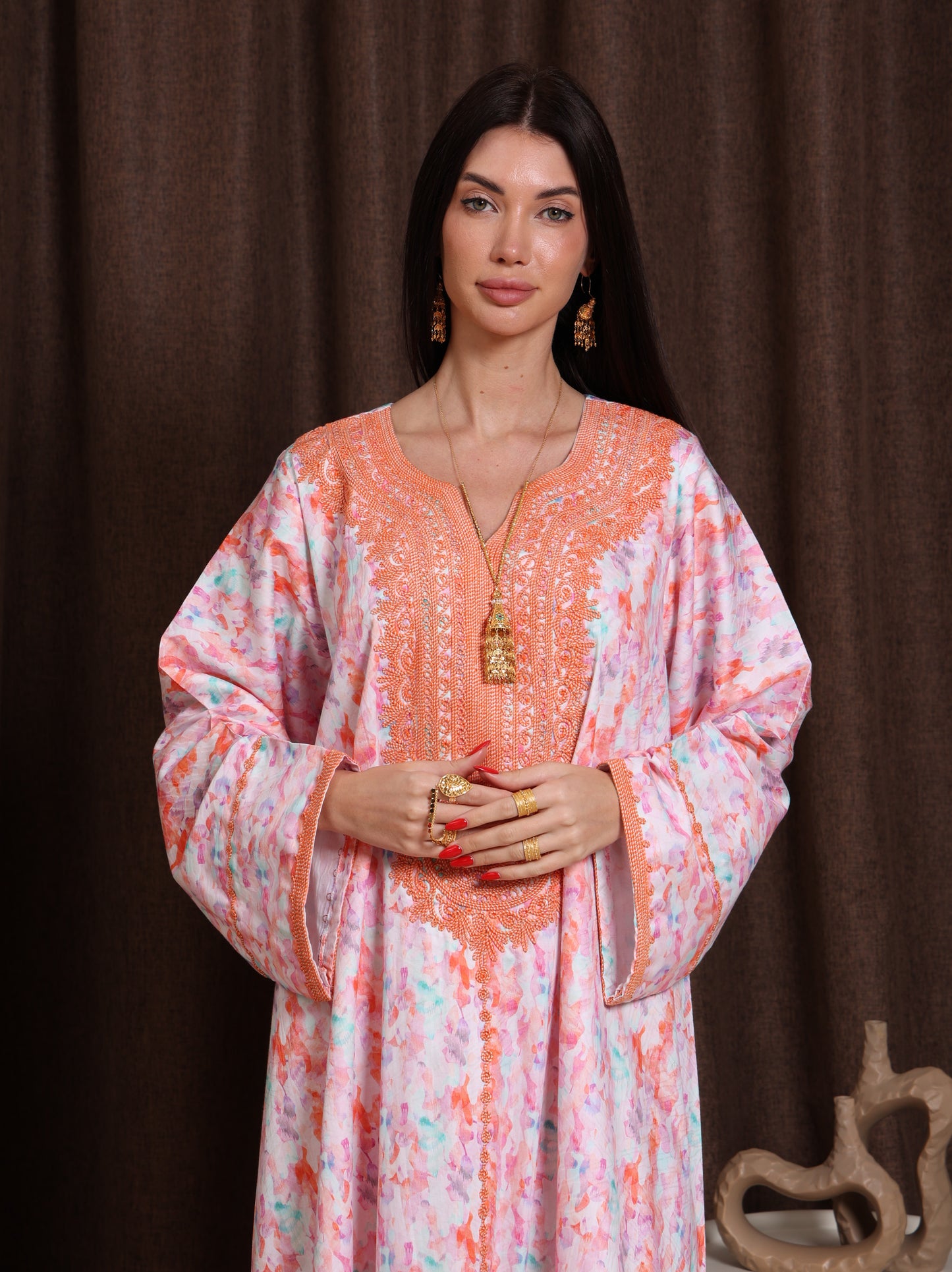 Coral Drift Kaftan