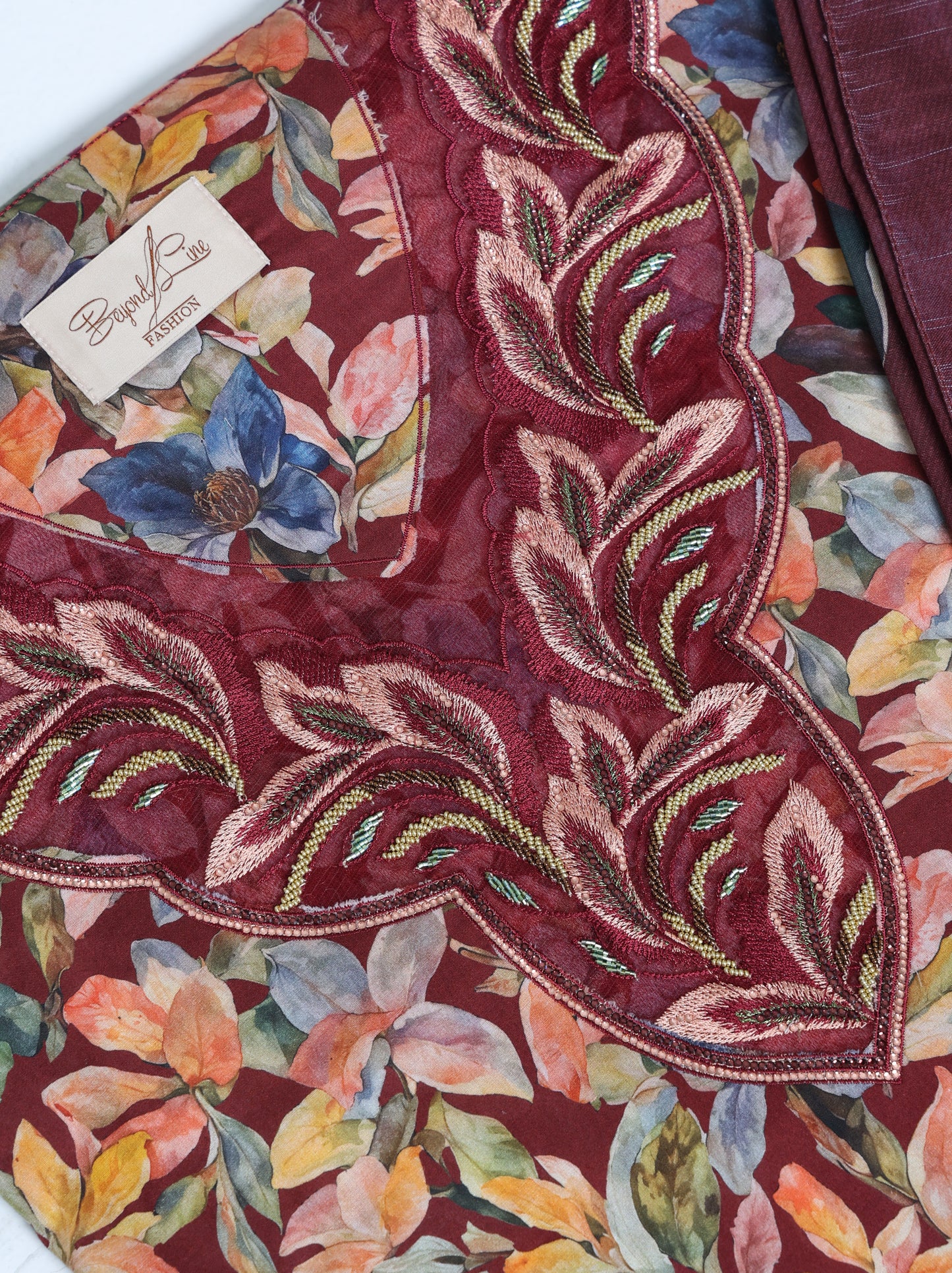 Burgundy Botanical Kaftan