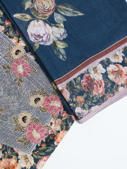 Navy Botanical Kaftan