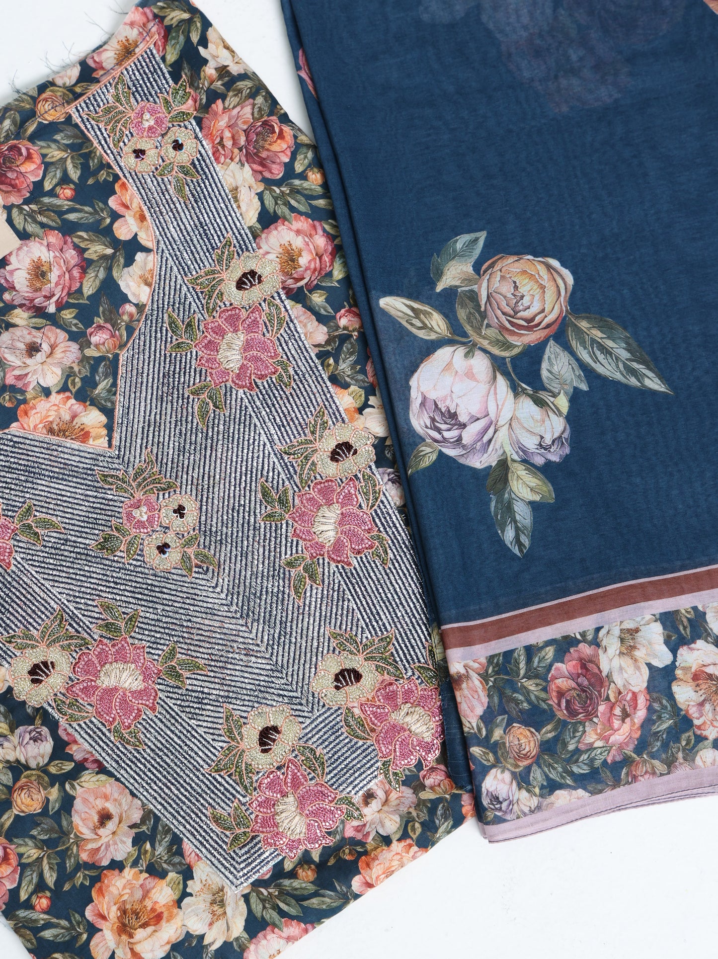 Navy Botanical Kaftan