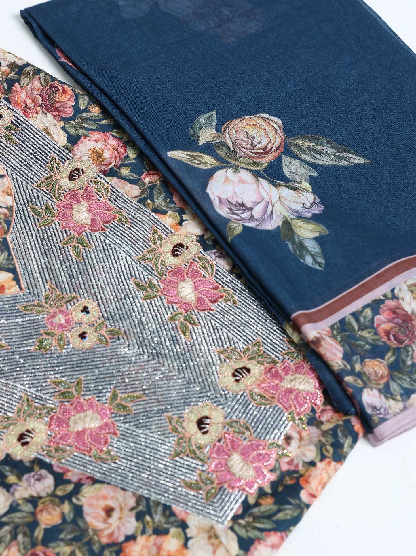 Navy Botanical Kaftan