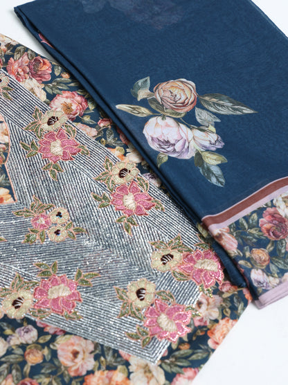 Navy Botanical Kaftan