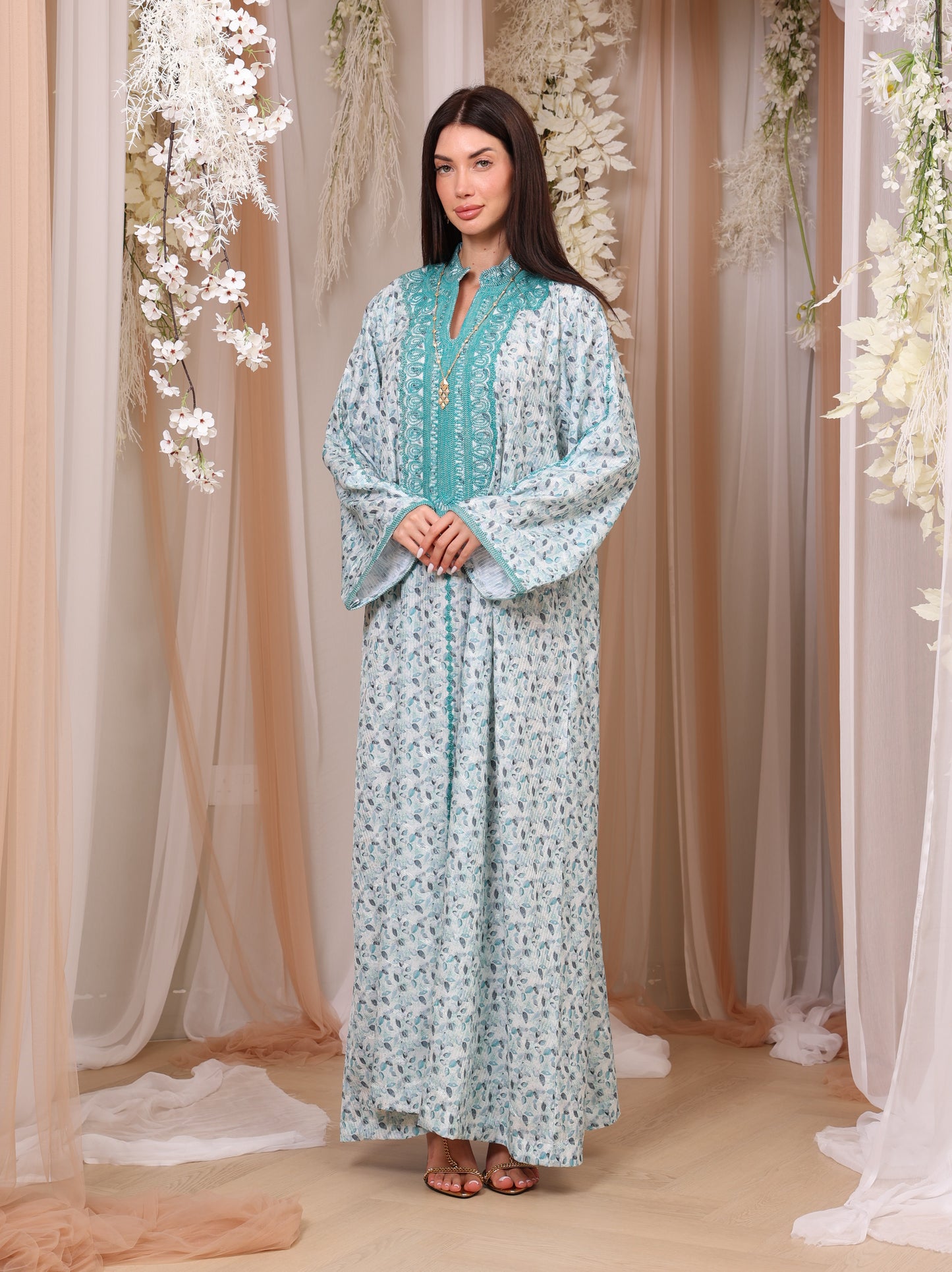 Teal Leaf Kaftan