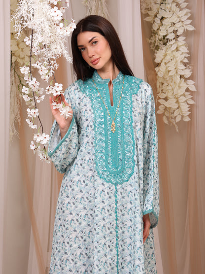 Teal Leaf Kaftan