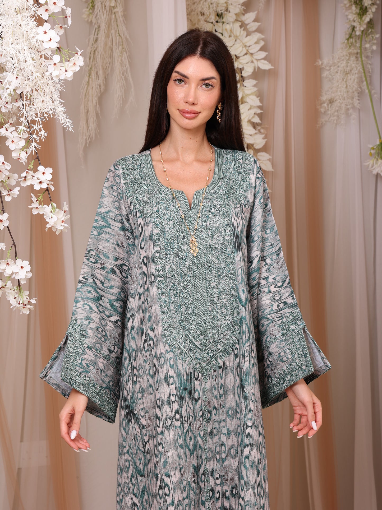 Jade Ikat Kaftan