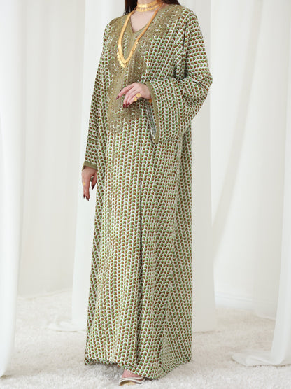 Forest Fern Symphony Embroidered Dress