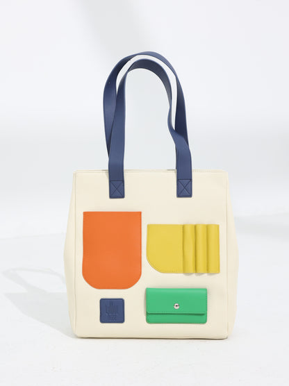 Unisex Multi Pocketed Colorful Tote Bag